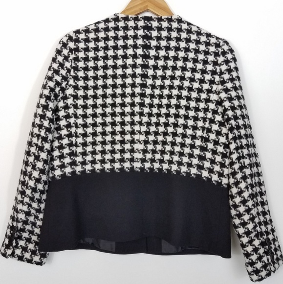 Talbots Black White Houndstooth Wool Blend Jacket - Picture 6 of 8